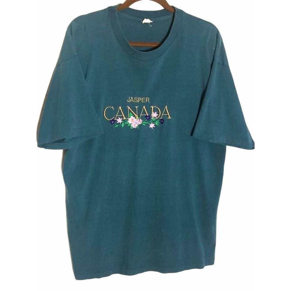Vintage Single Stitch Jasper Canada Floral Men’s Shirt Dark Green